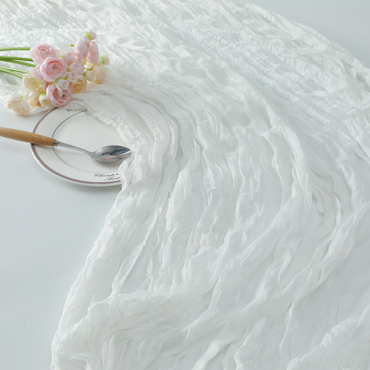 Gauze Cotton And Linen Table Runner 10ft White