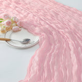 Gauze Cotton And Linen Table Runner 10ft Gray Pink