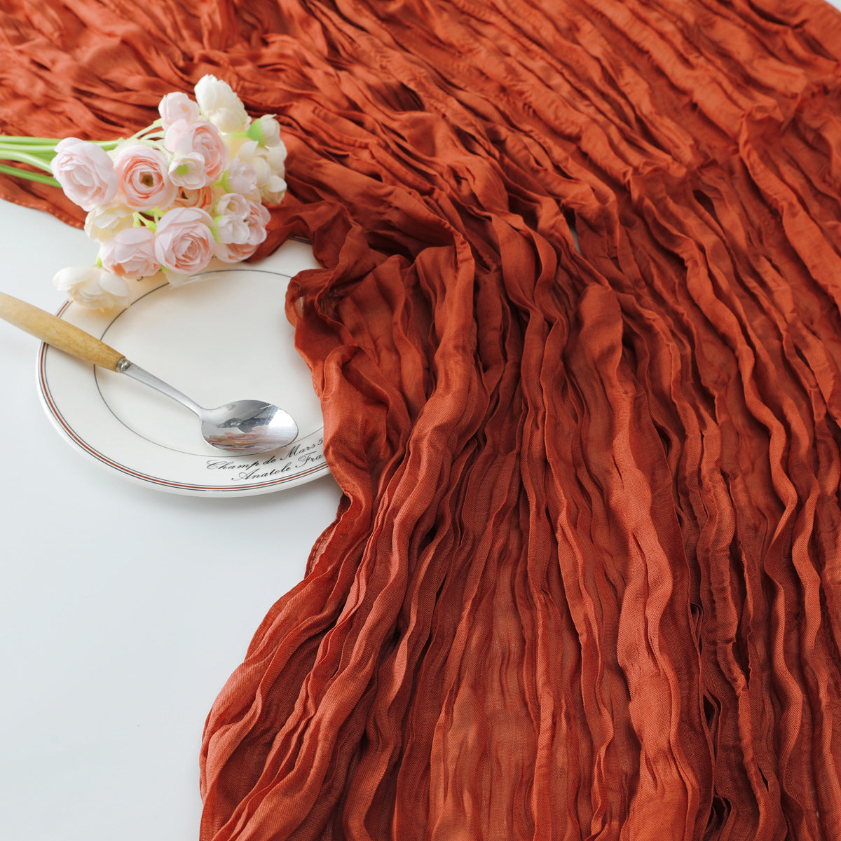 Gauze Cotton And Linen Table Runner 10ft Rust