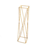 2Pc Metal Pedestal Stands 26" Gold Geometric Crisscross Design