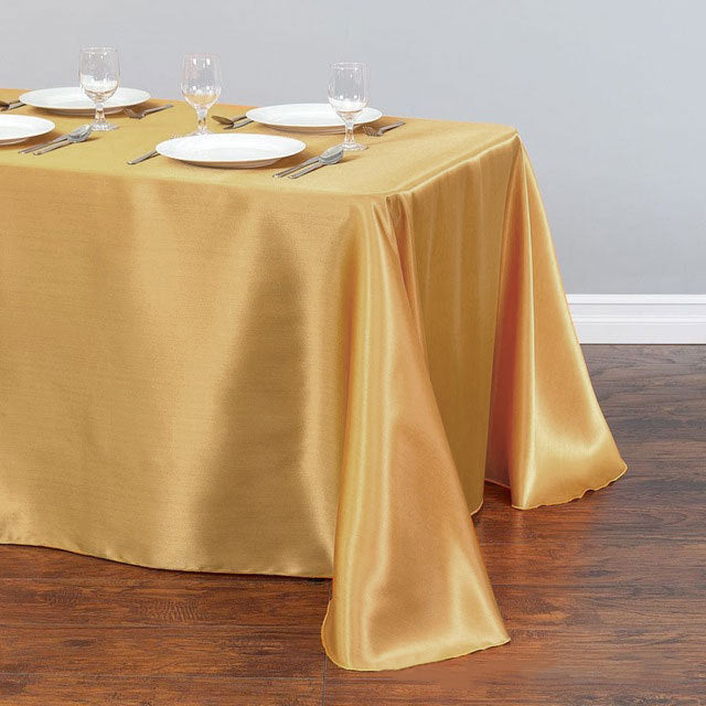 Satin Rectangular Tablecloth 90"x132" Gold-With splicing