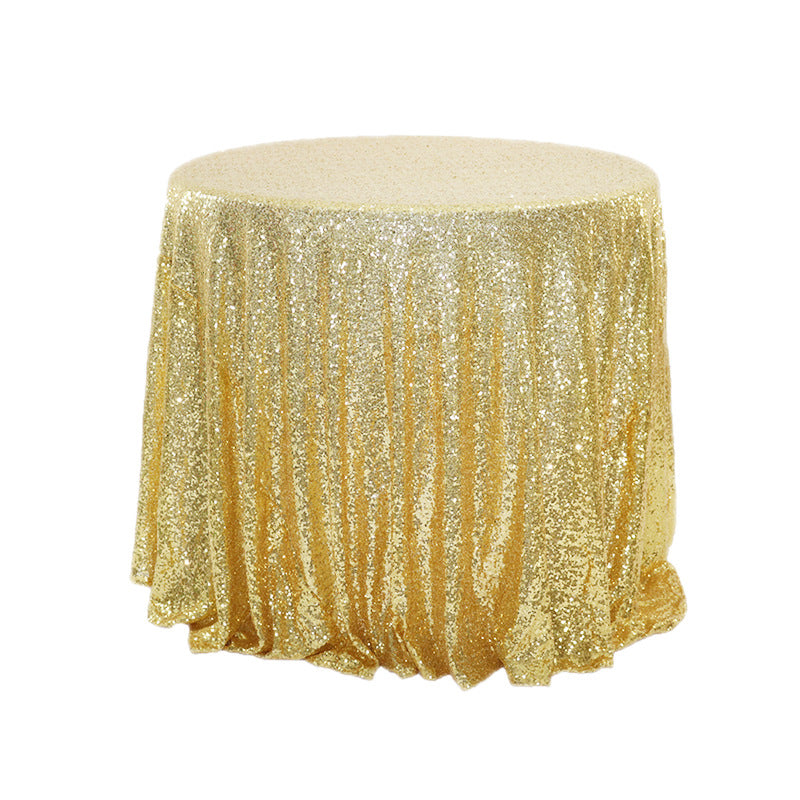 Sequin Round Tablecloth 132" Gold