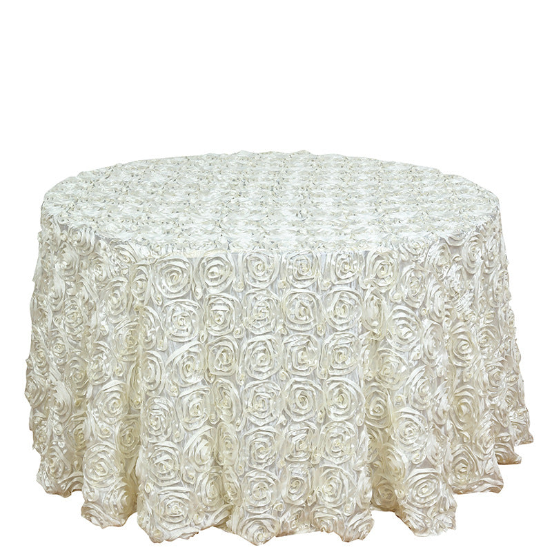 Satin Round Tablecloth 130" Ivory