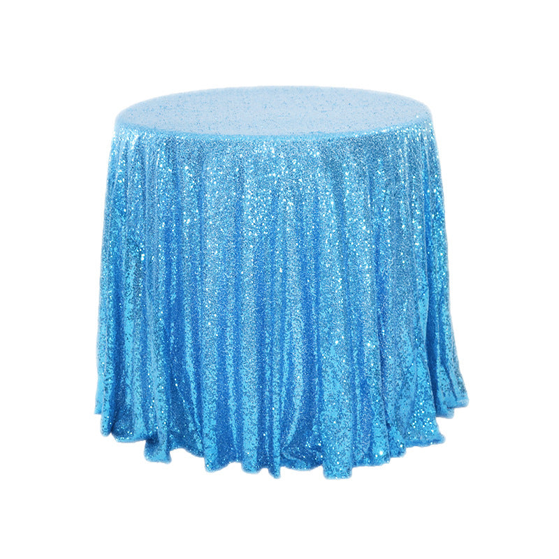 Sequin Round Tablecloth 120" Lake Blue