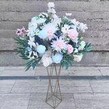 Gold Metal Flower Centerpiece Stand 24" Hourglass Trumpet Shape Open Frame Design