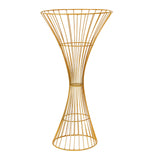 Gold Metal Flower Centerpiece Stand 24" Hourglass Trumpet Shape Open Frame Design