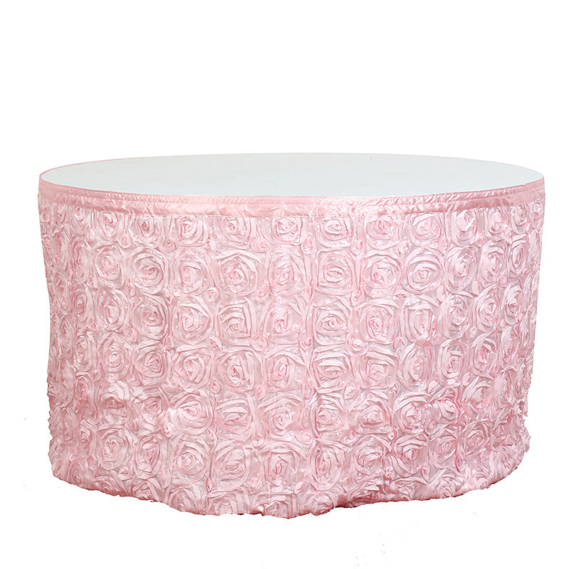 Rose Satin Table Skirt 21ft Light Pink