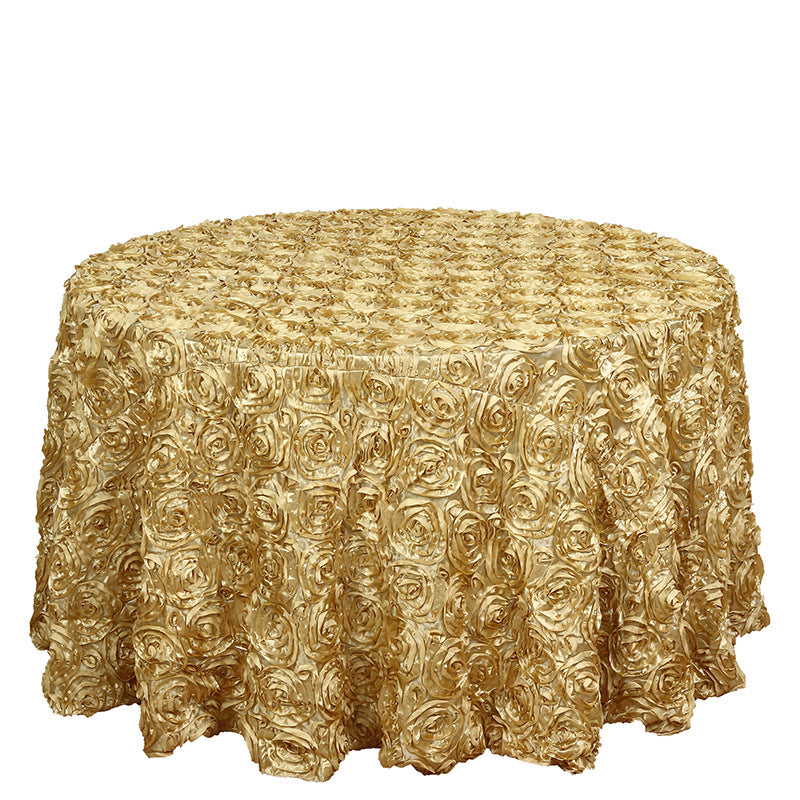 Satin Round Tablecloth 130" Light Gold