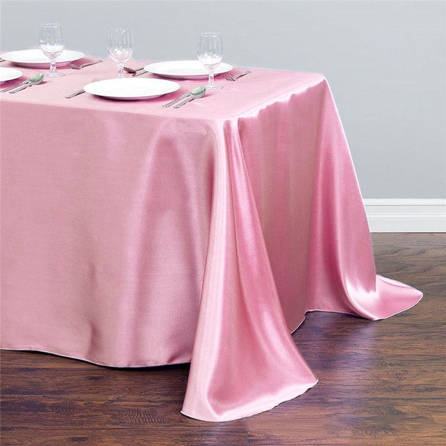 Satin Rectangular Tablecloth 90"x132" Light Pink-With splicing