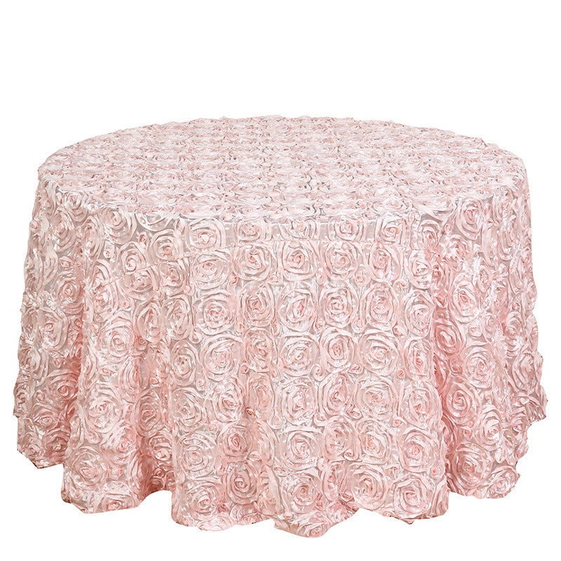 Satin Round Tablecloth 130" Light Pink