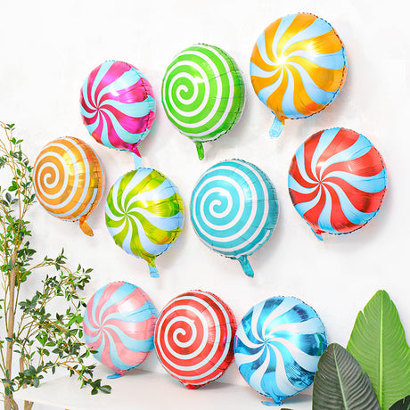 5 Pc Orange Candy Striped Mylar Foil Helium/Air Balloons 18"