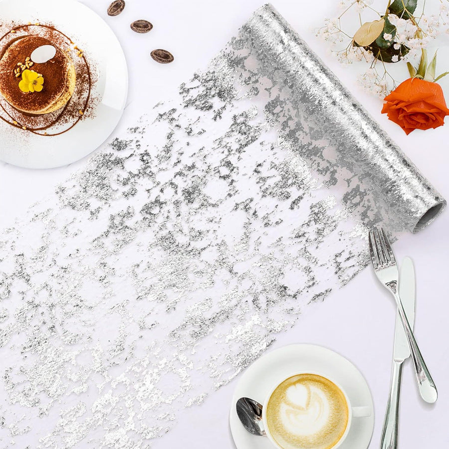 Mesh Polyester Table Runner 11"X108" Metallic Silver