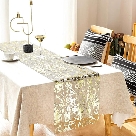 Mesh Polyester Table Runner 11"X108" Metallic Silver