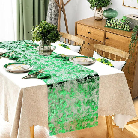 Mesh Polyester Table Runner 11"X108" Metallic Green
