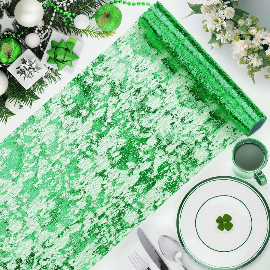 Mesh Polyester Table Runner 11"X108" Metallic Green