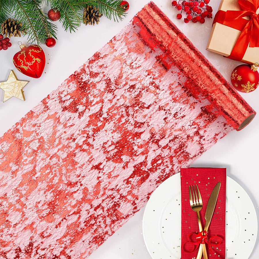 Mesh Polyester Table Runner 11"X108" Metallic Silver
