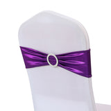 5 Pc Metallic Stretch Chair Sashes Bows 6"x14" Purple