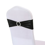 5 Pc Metallic Stretch Chair Sashes Bows 6"x14" Black