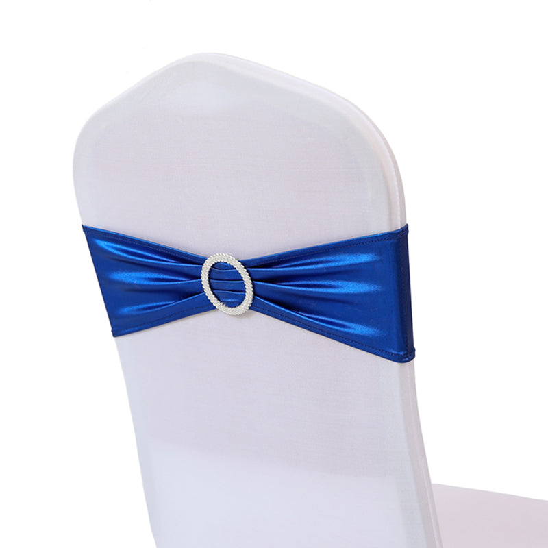 5 Pc Metallic Stretch Chair Sashes Bows 6"x14" Royal Blue