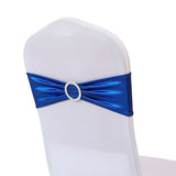 5 Pc Metallic Stretch Chair Sashes Bows 6"x14" Royal Blue