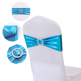 5 Pc Metallic Stretch Chair Sashes Bows 6"x14" Lake Blue