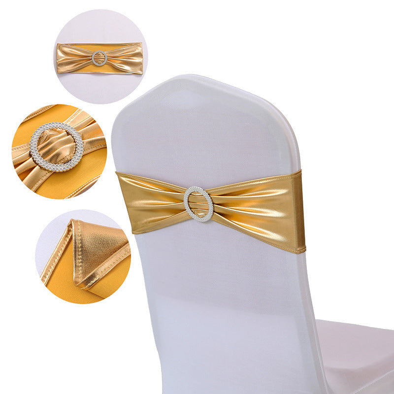5 Pc Metallic Stretch Chair Sashes Bows 6"x14" Old Gold