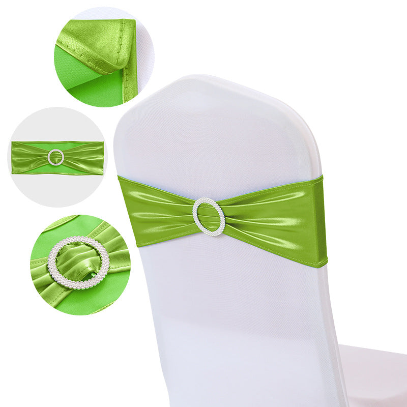 5 Pc Metallic Stretch Chair Sashes Bows 6"x14" Apple Green