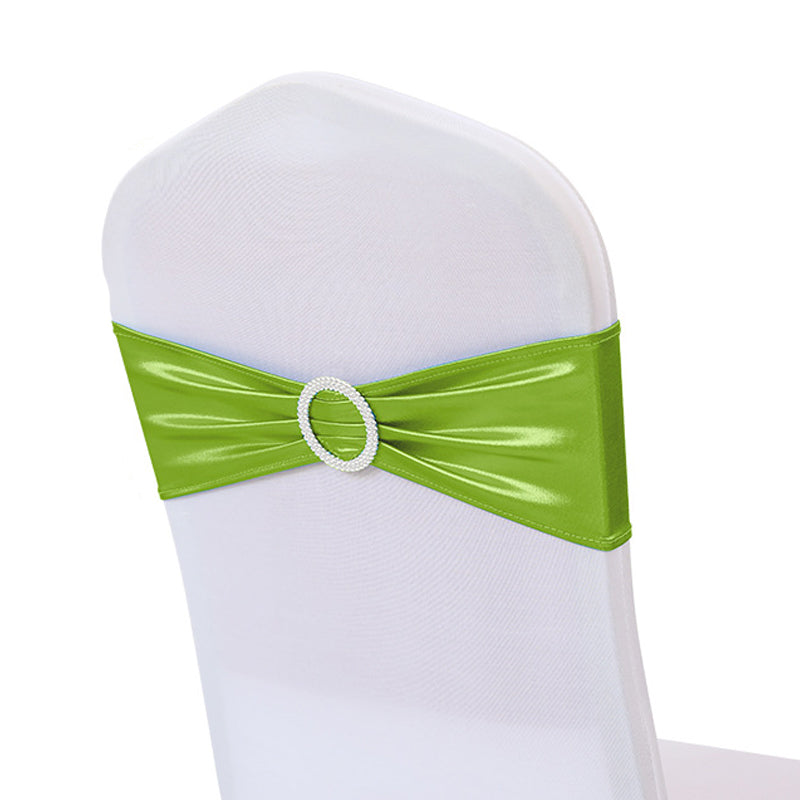 5 Pc Metallic Stretch Chair Sashes Bows 6"x14" Apple Green