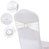 5 Pc Metallic Stretch Chair Sashes Bows 6"x14" White
