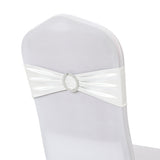5 Pc Metallic Stretch Chair Sashes Bows 6"x14" White