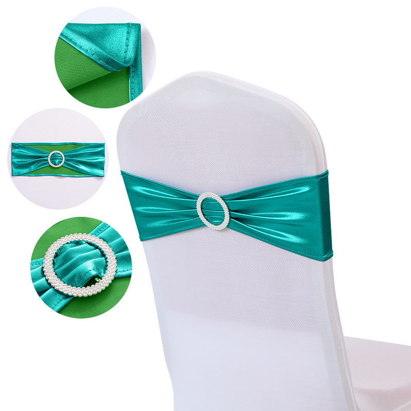 5 Pc Metallic Stretch Chair Sashes Bows 6"x14" Peacock Blue