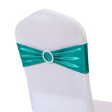 5 Pc Metallic Stretch Chair Sashes Bows 6"x14" Peacock Blue