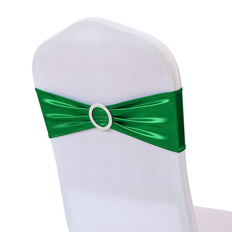 5 Pc Metallic Stretch Chair Sashes Bows 6"x14" Green