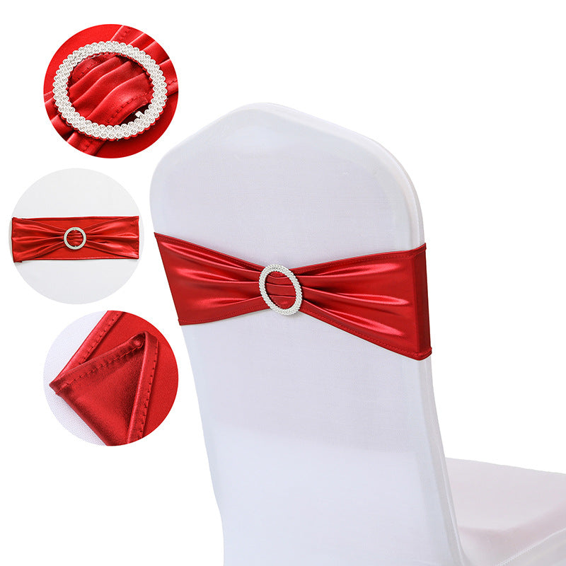 5 Pc Metallic Stretch Chair Sashes Bows 6"x14" Red