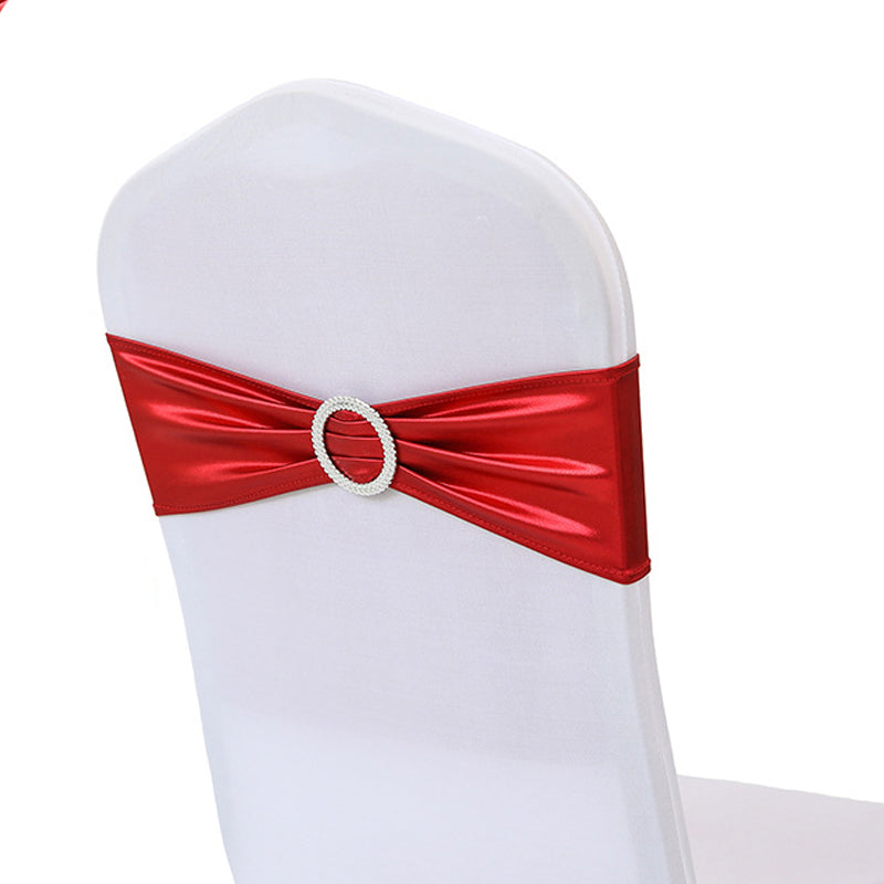 5 Pc Metallic Stretch Chair Sashes Bows 6"x14" Red