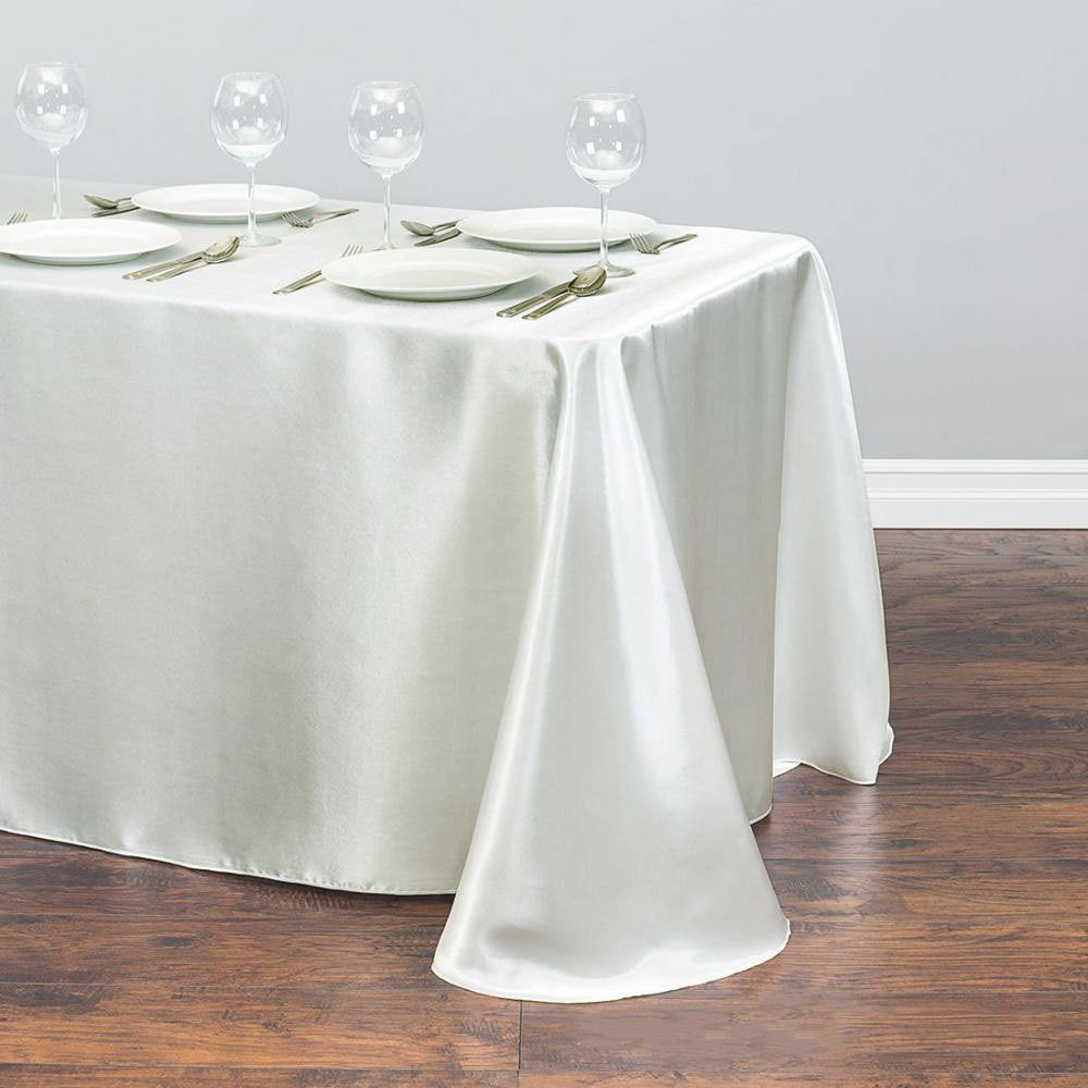 Satin Rectangular Tablecloth 90"x132" Milky-With splicing