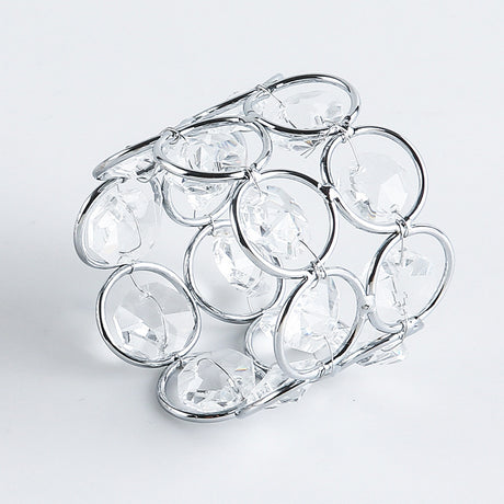 4 Pc Shiny Acrylic Crystal Gem Beaded Napkin Rings Silver