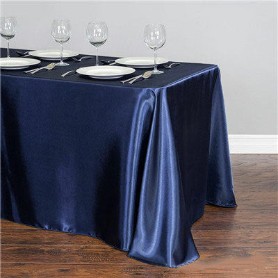 Satin Rectangular Tablecloth 90"x132" Navy-With splicing
