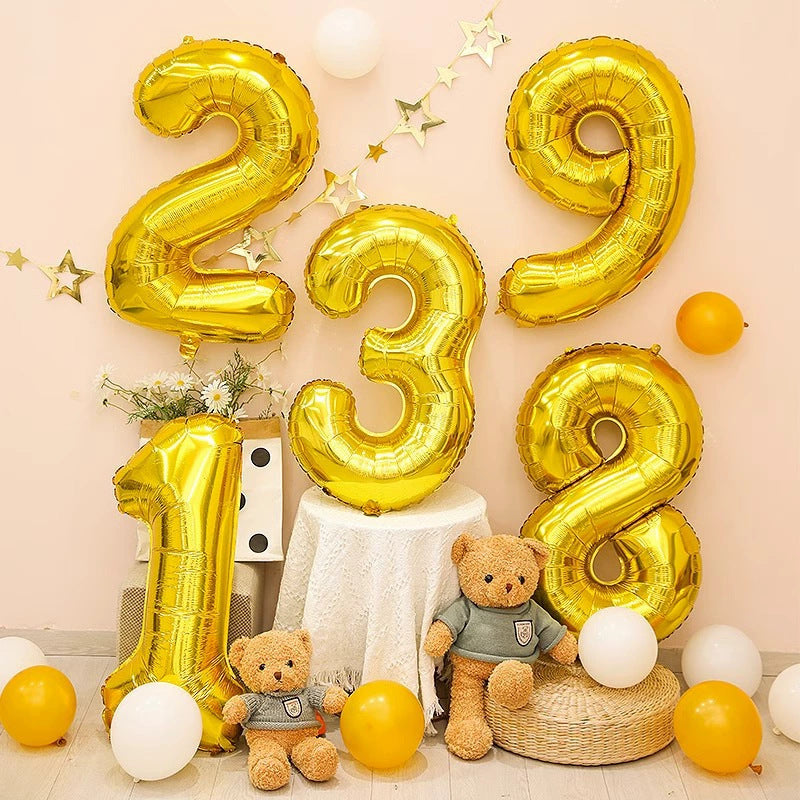 Number Mylar Foil Balloons 16" Gold