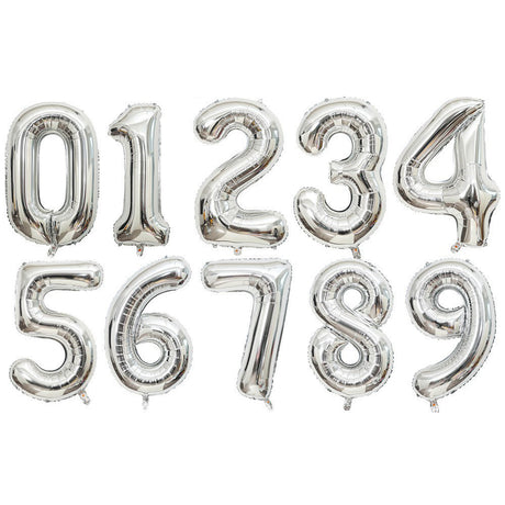 Number Mylar Foil Balloons 32" Silver