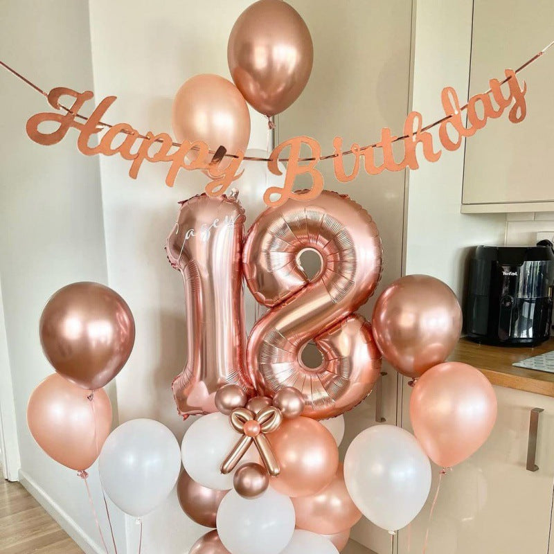 Number Mylar Foil Balloons 32" Rose Gold