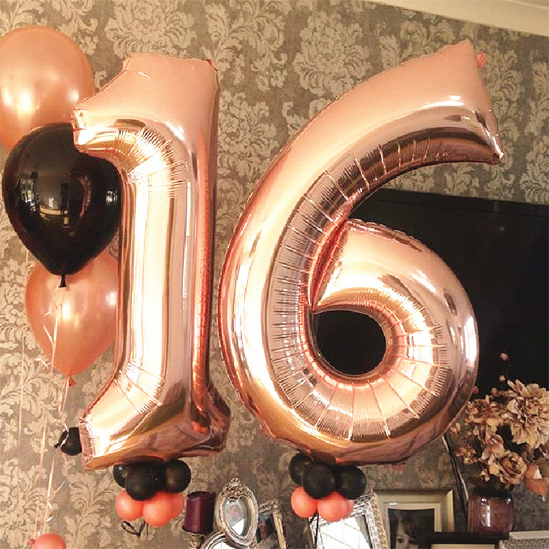 Number Mylar Foil Balloons 32" Rose Gold