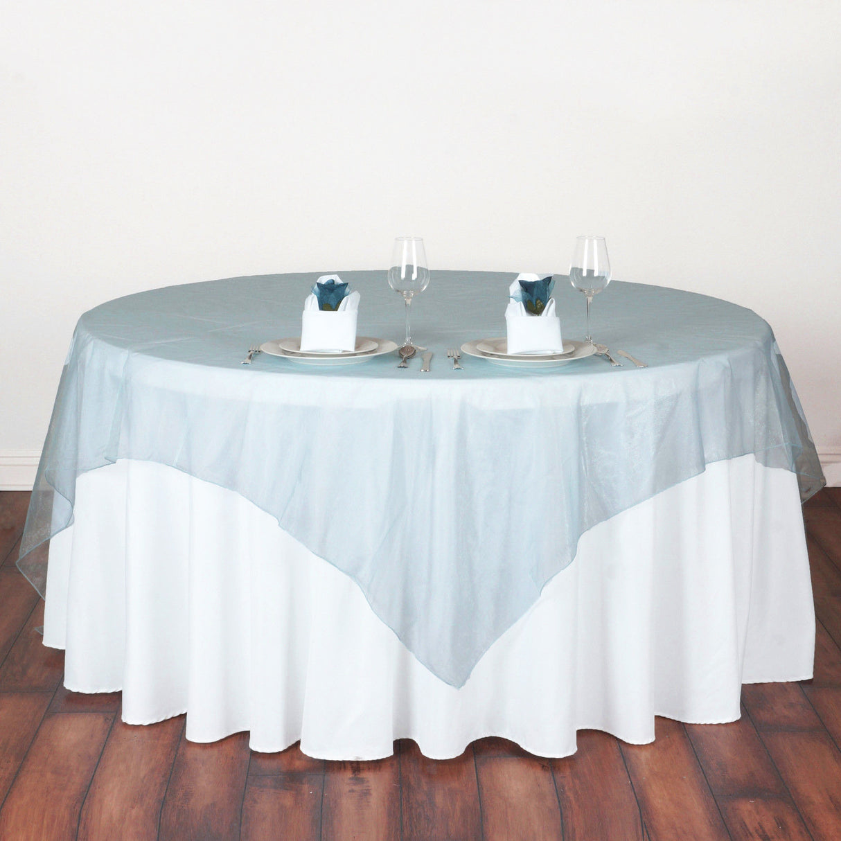 Organza Table Overlay 72"x72" Light Blue