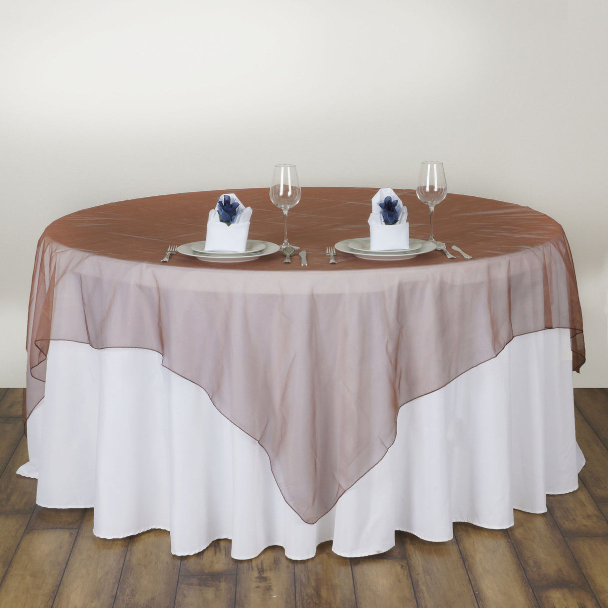 Organza Table Overlay 72"x72" Chocolate