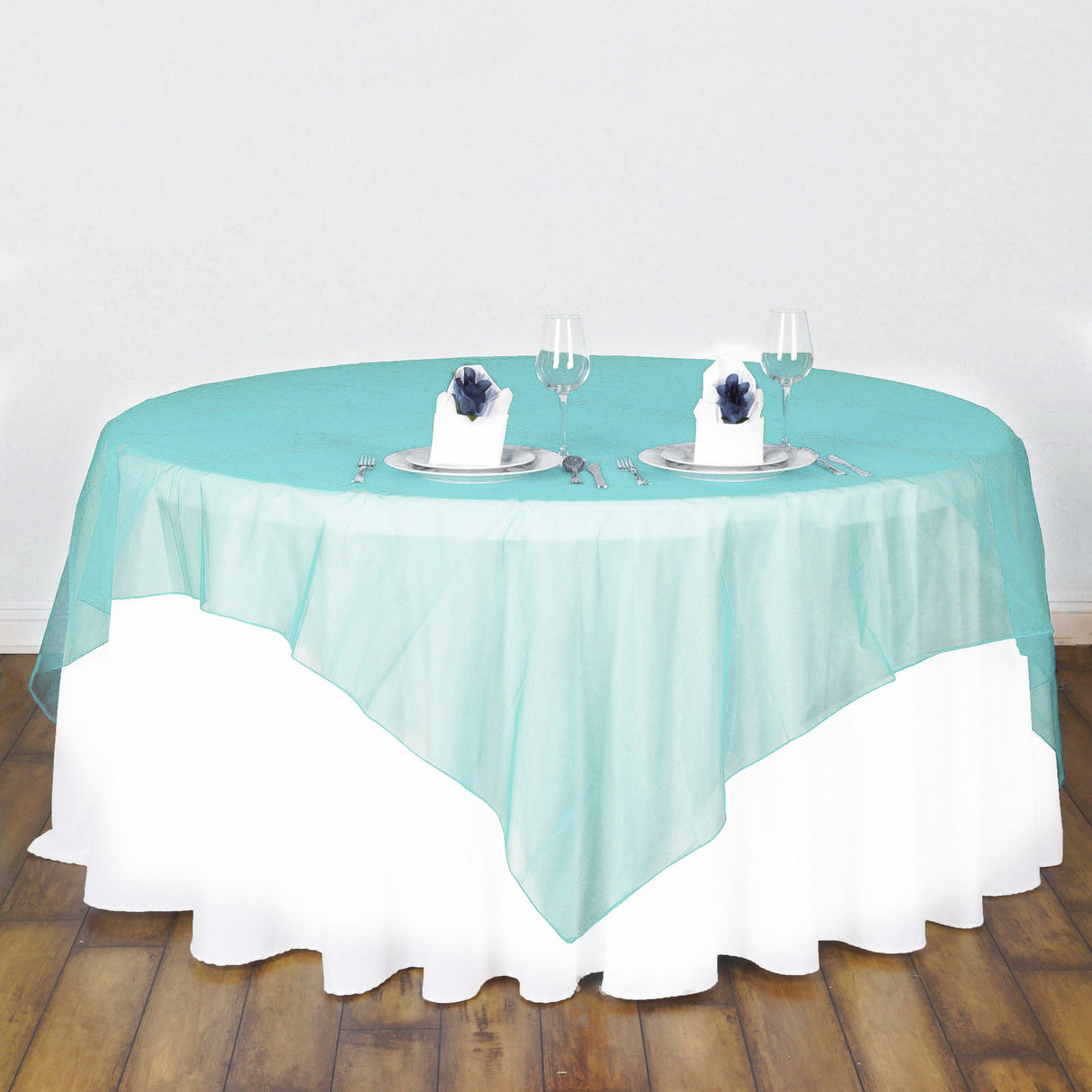 Organza Table Overlay 72"x72" Tiffany Blue