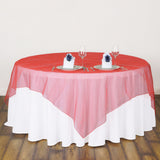 Organza Table Overlay 72"x72" Coral Red