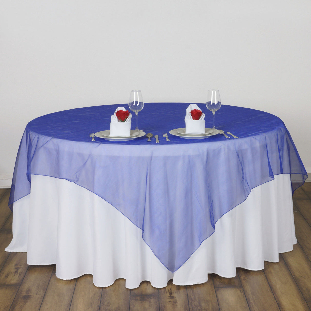 Organza Table Overlay 72"x72" Royal Blue