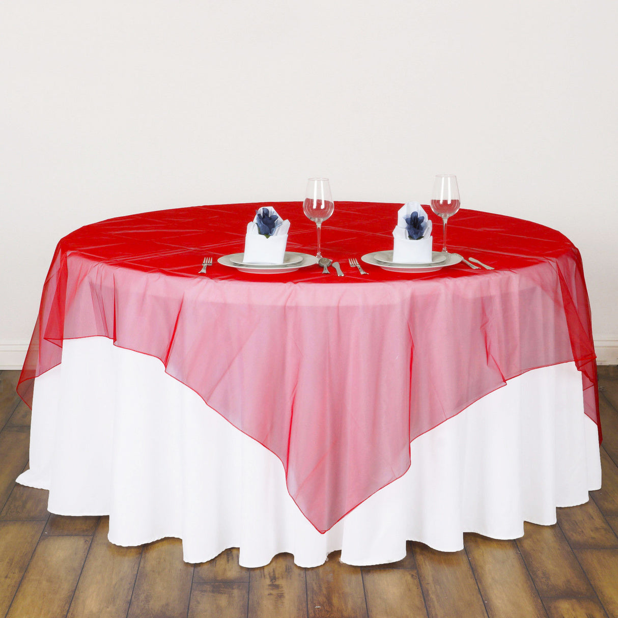 Organza Table Overlay 72"x72" Red