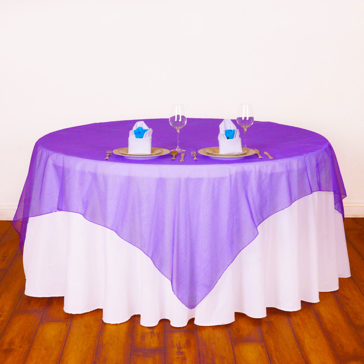 Organza Table Overlay 72"x72" Medium Purple