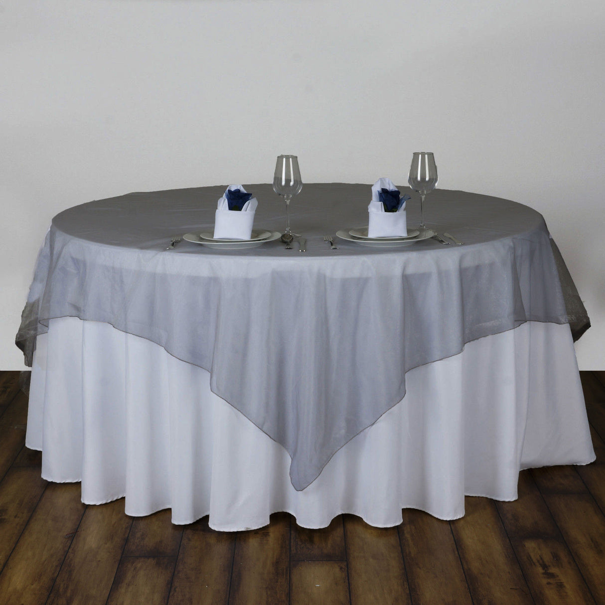 Organza Table Overlay 72"x72" Silver